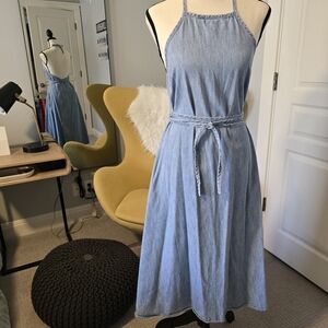 GAP 1969 Light Blue Denim Midi Wrap Dress